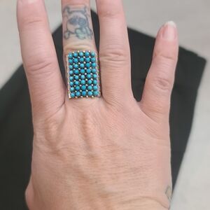 Size 8 turquoise caterpillar ring